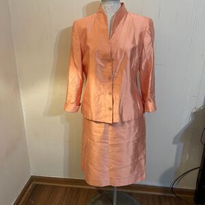 CARLISLE SKIRT SUIT Silk Dupioni PEACH sz 10
